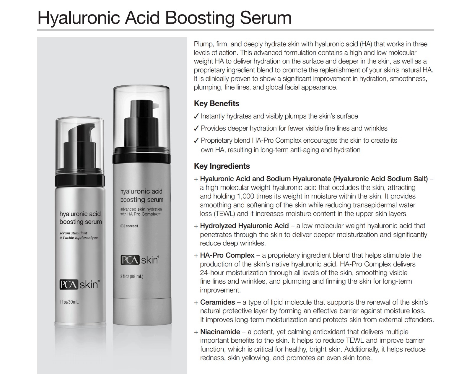 PCA Skin Hyaluronic Acid Boosting Serum (3 oz.) - Catherine Hinds Company