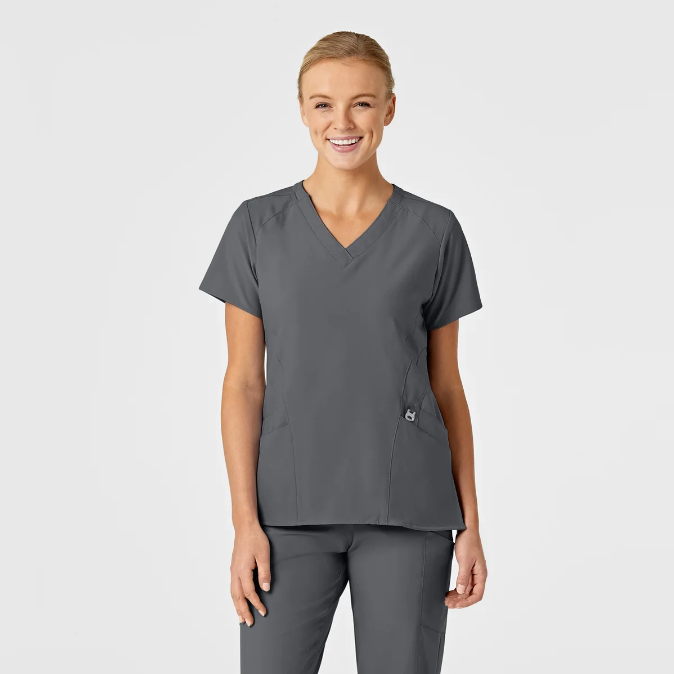 Pewter Scrub Top for Massage Students